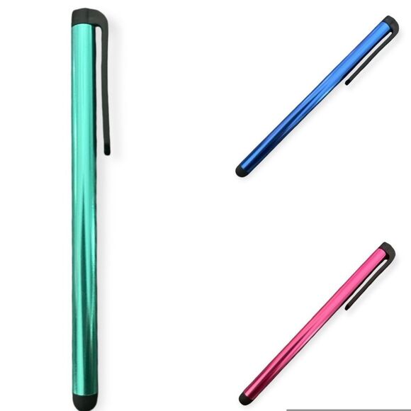 Teal Green, Fuschia Pink or Royal Blue Lightweight Unisex Stylus Pens, Compact - Picture 1 of 5
